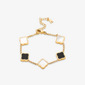 Celine Clover Bracelet - White-Black