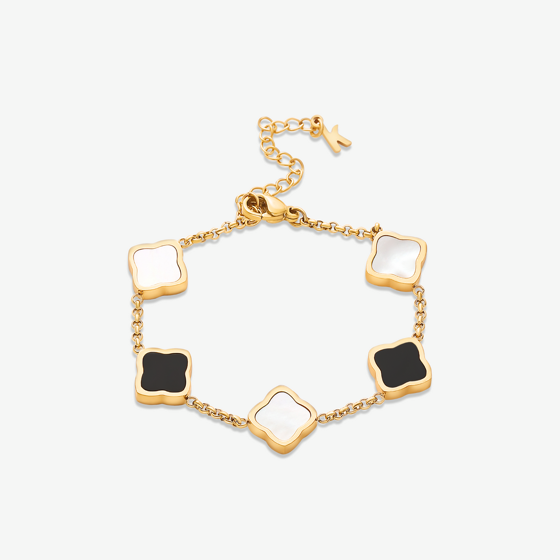 Celine Clover Bracelet - White-Black