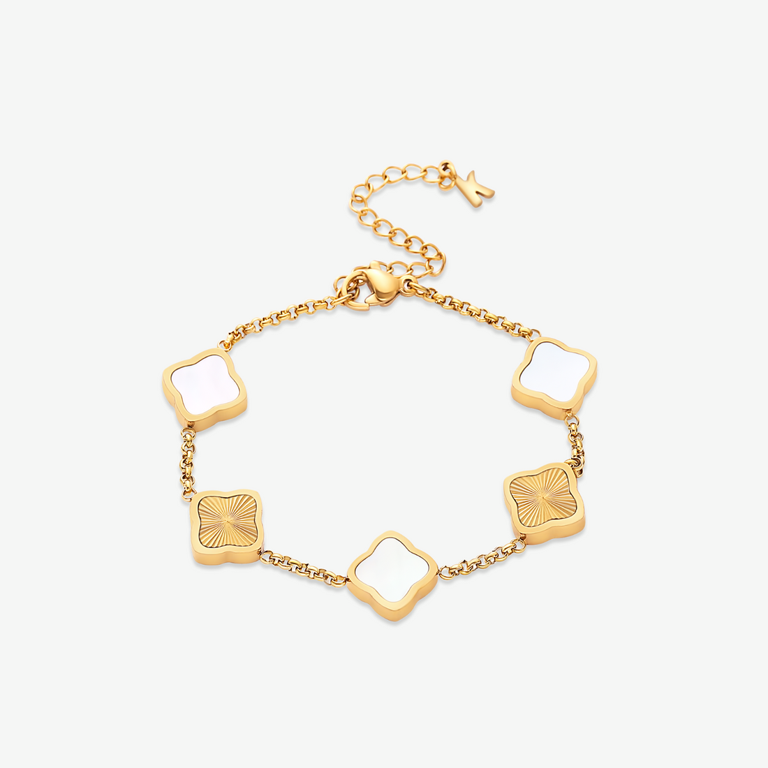 Celine Clover Bracelet - White-Gold